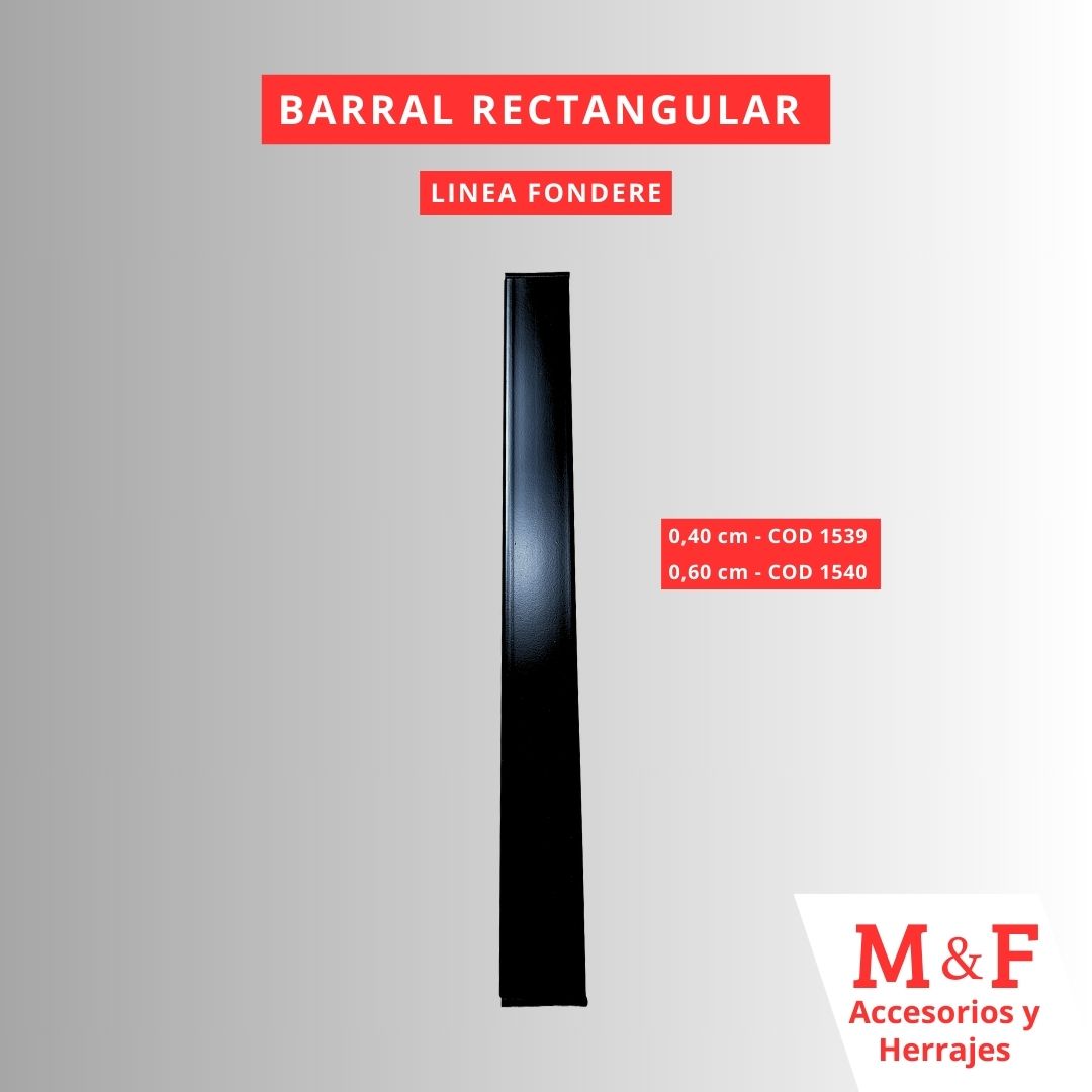 Barral Rectangular Acero Inoxidable Negro 1.40 mt
